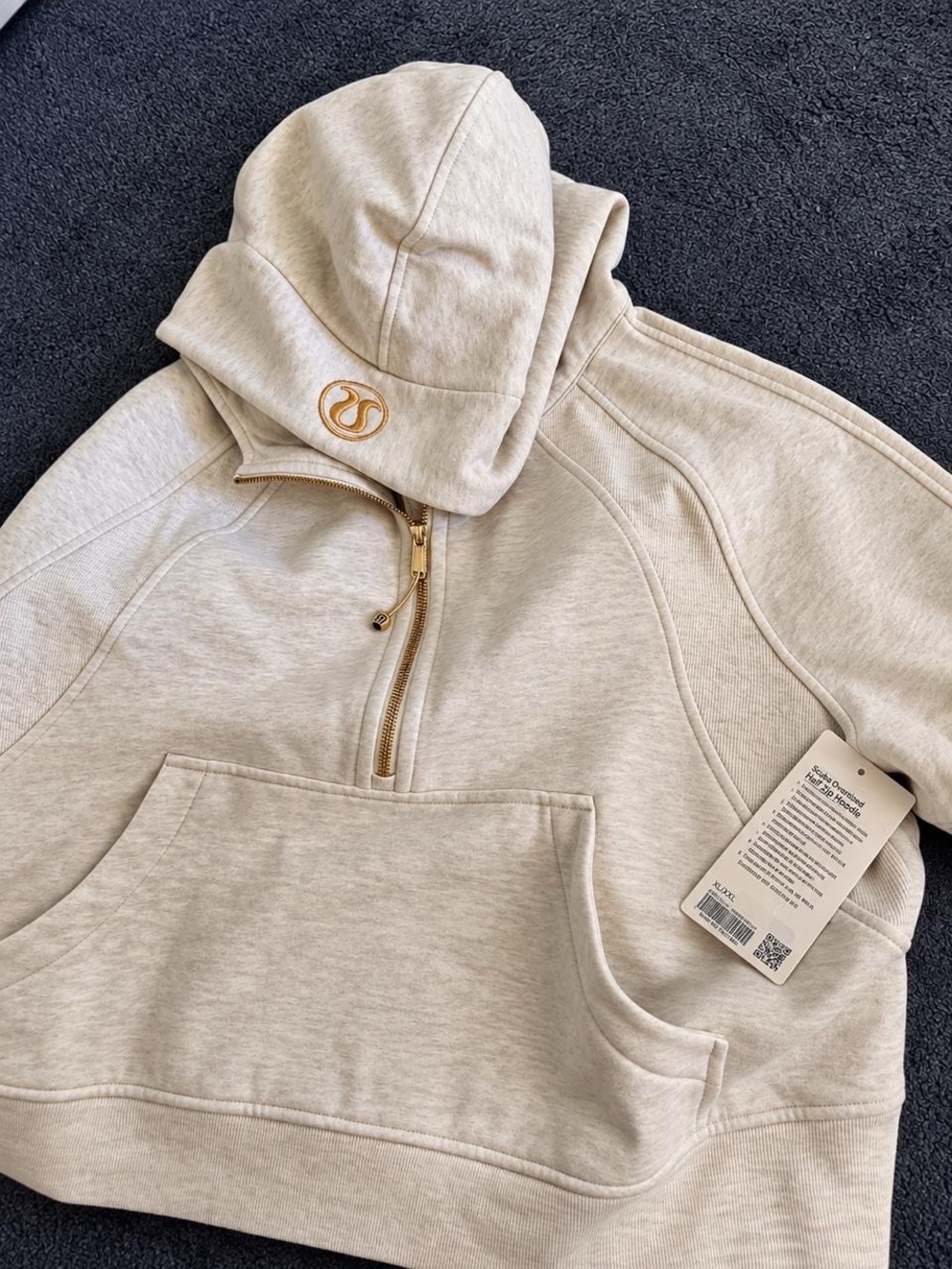 NWT lululemon Grey with Gold Detail HalfZip Scuba XL/XXL